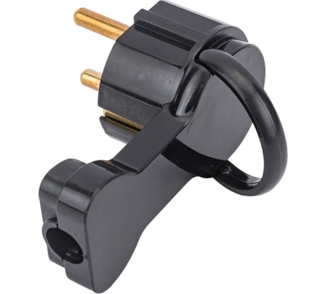 Угловая плоская вилка Bylectrica откидным с кольцом, с землей, 16А, В16-061 черный