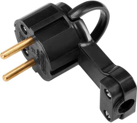 Угловая плоская вилка Bylectrica с откидным кольцом, без земли, 6А, В6-060 черный