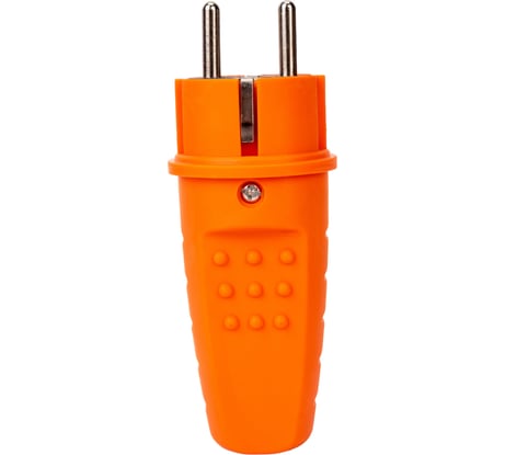 Прямая вилка UNIVersal c заземлением каучук 16А 250В IP44 цвет оранжевый (еврослот) 3031