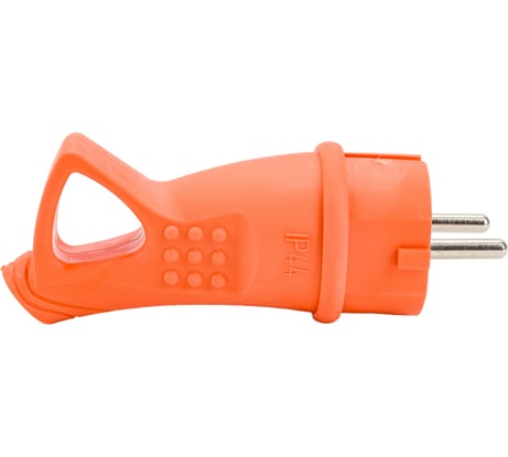 Вилка UNIVersal с ушком c заземлением каучук 16А 250В IP44 цвет оранжевый (еврослот) 3030