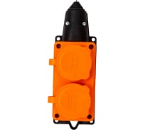 2-х местная однофазная колодка UNIVersal с заглушками "КОМПАКТ" с заземлением каучук 16А 250В IP44 цвет оранжевый (еврослот) 3033