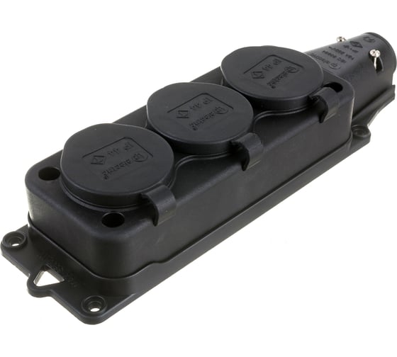 Колодка на 3 розетки TP Electric 16A 2P+E IP44 каучук. 3101-308-0300