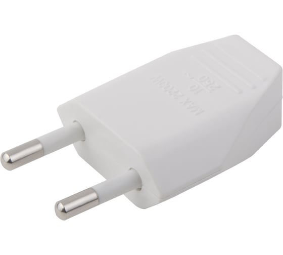 Штепсельная евровилка прямая, белая, 10A, 250В Electraline 55030 1