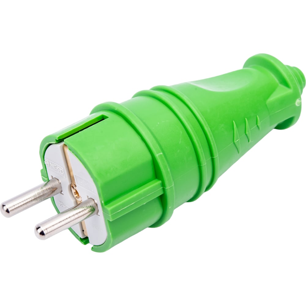 Штепсельная прямая вилка NE-AD с заземлением 16А ЕВРО зеленый (каучук ...