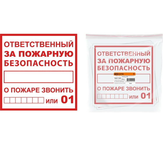 Плакат Ответственный за пожарную безопасность TDM ELECTRIC 200х200мм SQ0817-0069
