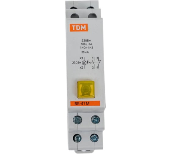 Кнопочный выключатель c фиксацией и индикацией TDM ELECTRIC ВК-47M 1НО;1НЗ желтый SQ0214-0018