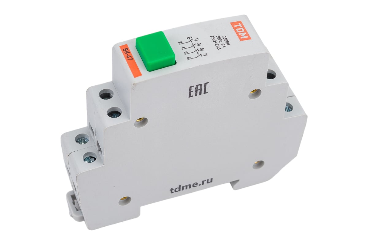 Кнопочный выключатель зеленый TDM ВК-47 2НО;2НЗ SQ0214-0006 - выгодная ...