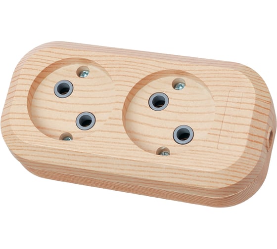 Розеточная колодка, 2 гнезда, сосна TDM ELECTRIC SQ1806-0045