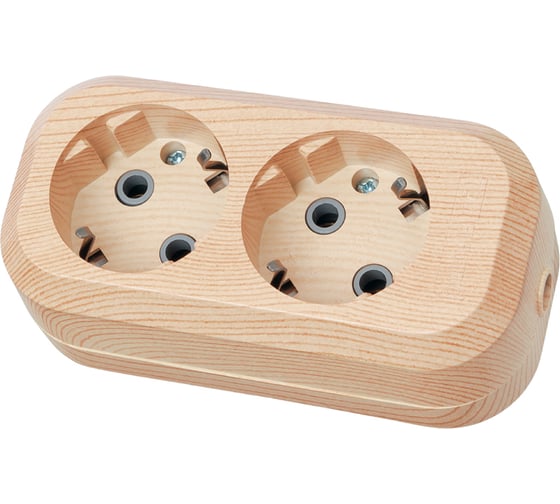 Розеточная колодка, 2 гнезда, сосна TDM ELECTRIC SQ1806-0046
