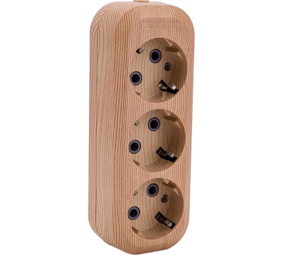 Розеточная колодка, 3 гнезда, сосна TDM ELECTRIC SQ1806-0048