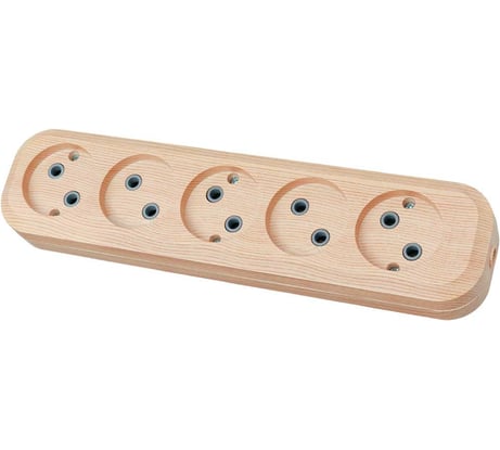 Колодка для удлинителя TDM ELECTRIC на 5 гнезд 2П, без заземления, 10А 250В "Эко" (сосна) SQ1806-0053