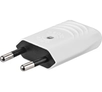 Вилка электрическая без заземления белая 10А 250В (евроВилка электрическаяCEE 7/16) прямой вывод проводника TDM ELECTRIC SQ1806-0089