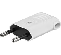 Вилка электрическая без заземления белая 10А 250В (евроВилка электрическаяCEE 7/16) угловой вывод проводника TDM ELECTRIC SQ1806-0090