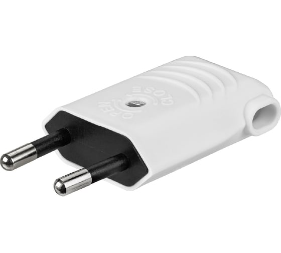 Вилка электрическая без заземления белая 10А 250В (евроВилка электрическаяCEE 7/16) угловой вывод проводника TDM ELECTRIC SQ1806-0090