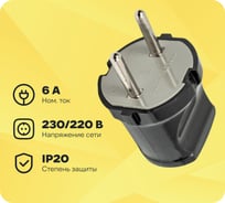 Вилка электрическая без заземления черная 6А 250В TDM ELECTRIC SQ1806-0002