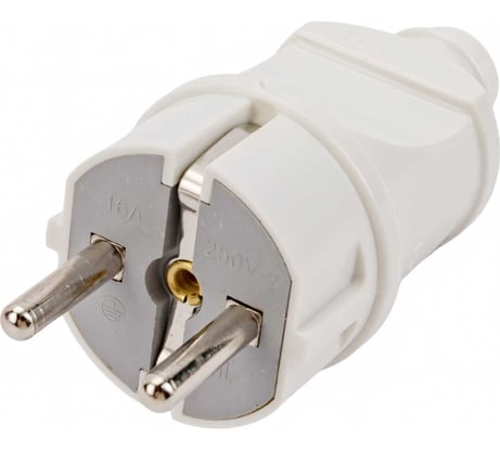 Вилка электрическая прямая с заземлением белая 16А 250В TDM ELECTRIC SQ1806-0003