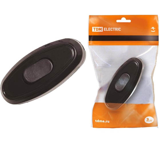 Выключатель на шнур TDM ELECTRIC 6А 250В черный SQ1806-0022