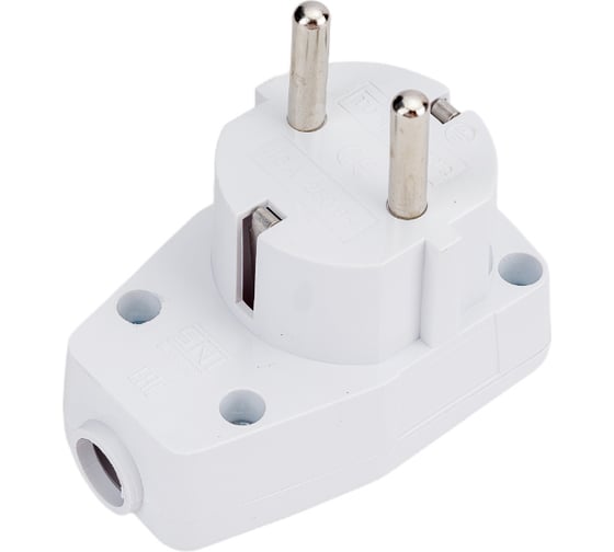 Угловая вилкаTDM ELECTRIC с/з, с выключателем, белая 16А 250В SQ1806-0009