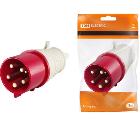 Вилка TDM ELECTRIC 015 16А 380В IP44 SQ0601-0003