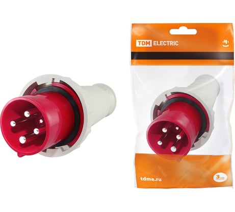 Вилка TDM ELECTRIC 034 63А 380В IP54 SQ0601-0007
