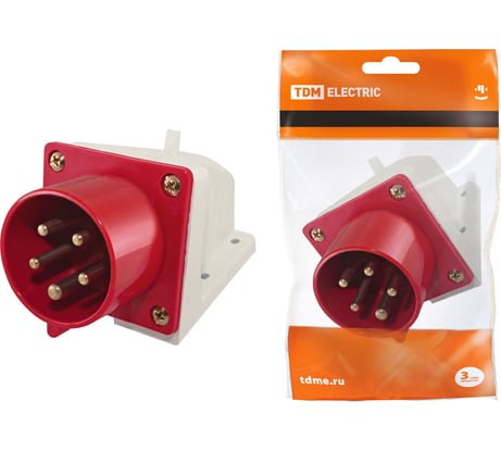 Вилка TDM ELECTRIC 525 стационарная 32А 380В IP44 SQ0605-0016