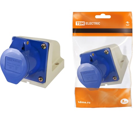 Стационарная розетка 123 TDM ELECTRIC 2Р+РЕ 32А 220В IP44 SQ0602-0004