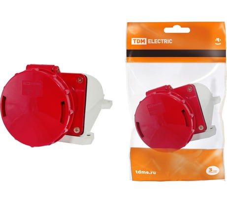 Стационарная розетка 134 TDM ELECTRIC 3Р+РЕ 63А 380В IP54 SQ0602-0007