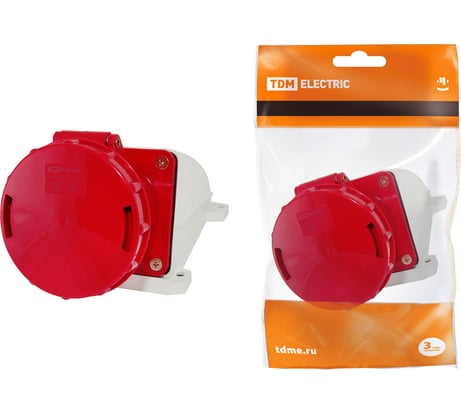 Стационарная розетка 135 TDM ELECTRIC 3Р+РЕ+N 63А 380В IP54 SQ0602-0008