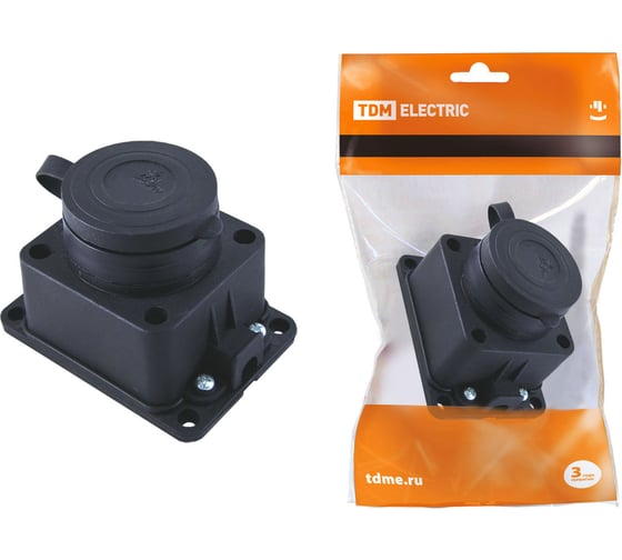 Розетка TDM ELECTRIC настенная с заглушкой каучук 2Р+РЕ 16А 250В IP44 SQ0612-0003 1