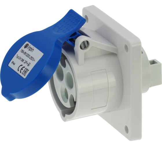 Розетка встраиваемая 16A/230V/1P+N+E/IP44, фланец 75x75 INPIN CA1366