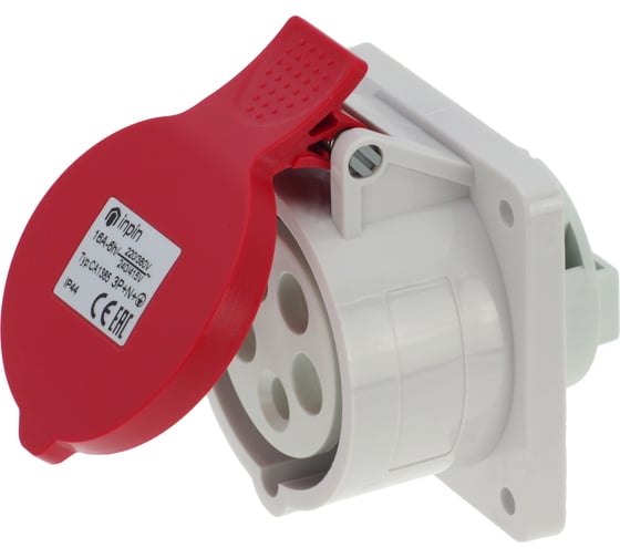 Встраиваемая розетка INPIN 16A/400V/3P+N+E/IP44, фланец 75x75 CA1385 1
