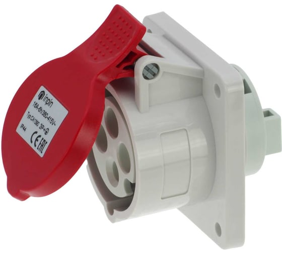 Встраиваемая розетка INPIN 16A/400V/3P+E/IP44, фланец 75x75 CA1390 1