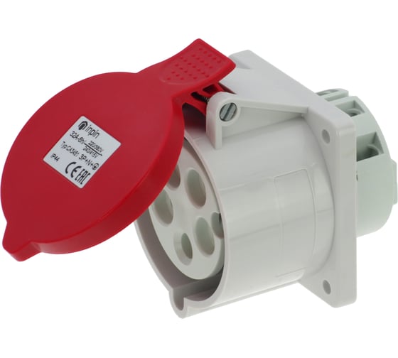 Встраиваемая розетка INPIN 32A/400V/3P+N+E/IP44, фланец 75x75 CA3451 1