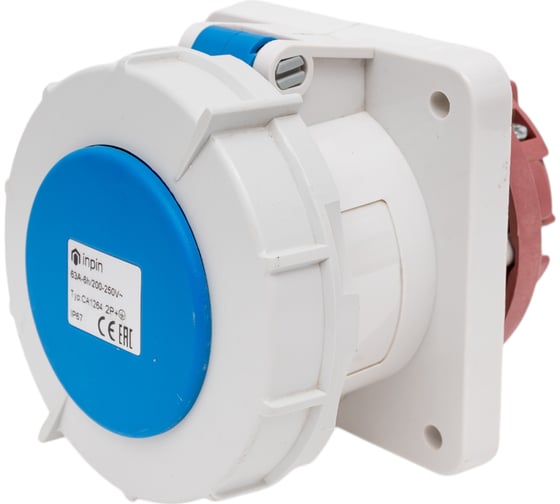 Встраиваемая розетка INPIN 63A/230V/1P+N+E/IP67, фланец 100x107 CA1264