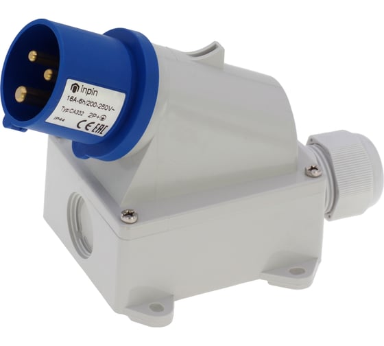 Настенная вилка INPIN 16A/230V/1P+N+E/IP44 CA332 1