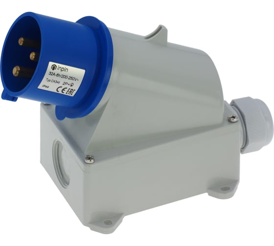 Настенная вилка INPIN 32A/230V/1P+N+E/IP44 CA344 1
