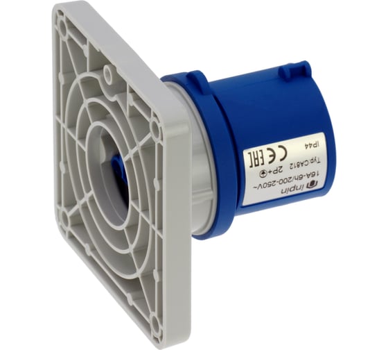 Встраиваемая вилка INPIN 16A/230V/1P+N+E/IP44, фланец 86x86 CA812