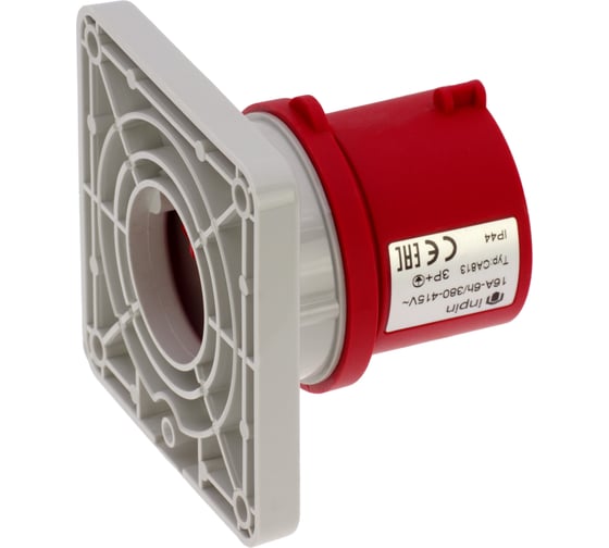 Встраиваемая вилка INPIN 16A/400V/3P+E/IP44, фланец 86x86 CA813