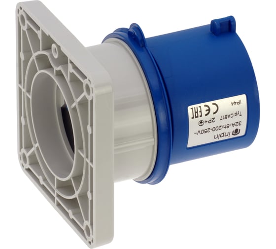 Встраиваемая вилка INPIN 32A/230V/1P+N+E/IP44, фланец 86x86 CA817