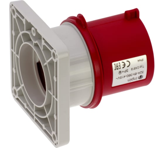 Встраиваемая вилка INPIN 32A/400V/3P+E/IP44, фланец 86x86 CA819