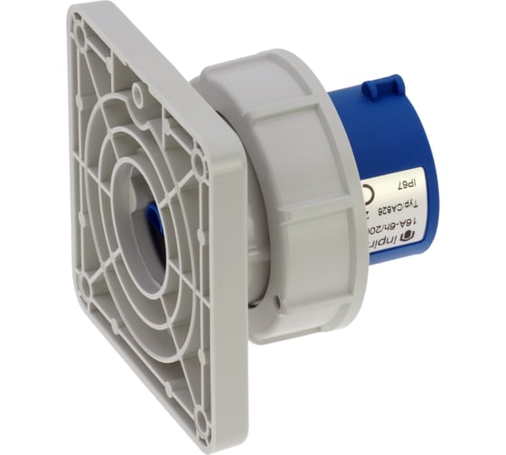 Встраиваемая вилка INPIN 16A/230V/1P+N+E/IP67, фланец 86x86 CA826