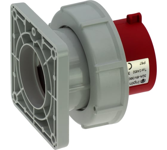 Встраиваемая вилка INPIN 32A/400V/3P+E/IP67, фланец 86x86 CA832