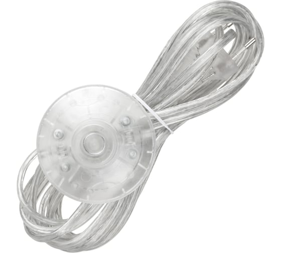 Шнур с ножным выключателем и плоской вилкой TDM ELECTRIC шун01в шввп 2x0,75мм2 3,5м. прозрачный SQ1305-0064 1