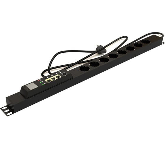 Управляемый блок розеток Hyperline IP-PDU-2017IFDA-110-0008D IP-PDU, вертикальный, 8 розеток DIN49440, 230V, 16А, кабель питания 3x1.5 мм2, 3 м, вилка DIN49441, 677x44.4x44.4 мм 490641
