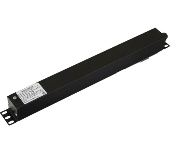 Блок розеток Hyperline SHE19-8SH-S-CB для 19" шкафов, горизонтальный, 8 розеток Schuko, выключатель с подсветкой, без кабеля питания, клеммная колодка 16A, 250В, 482.6x44.4x44.4мм (ШхГхВ), корпус алюминий, черный 481762