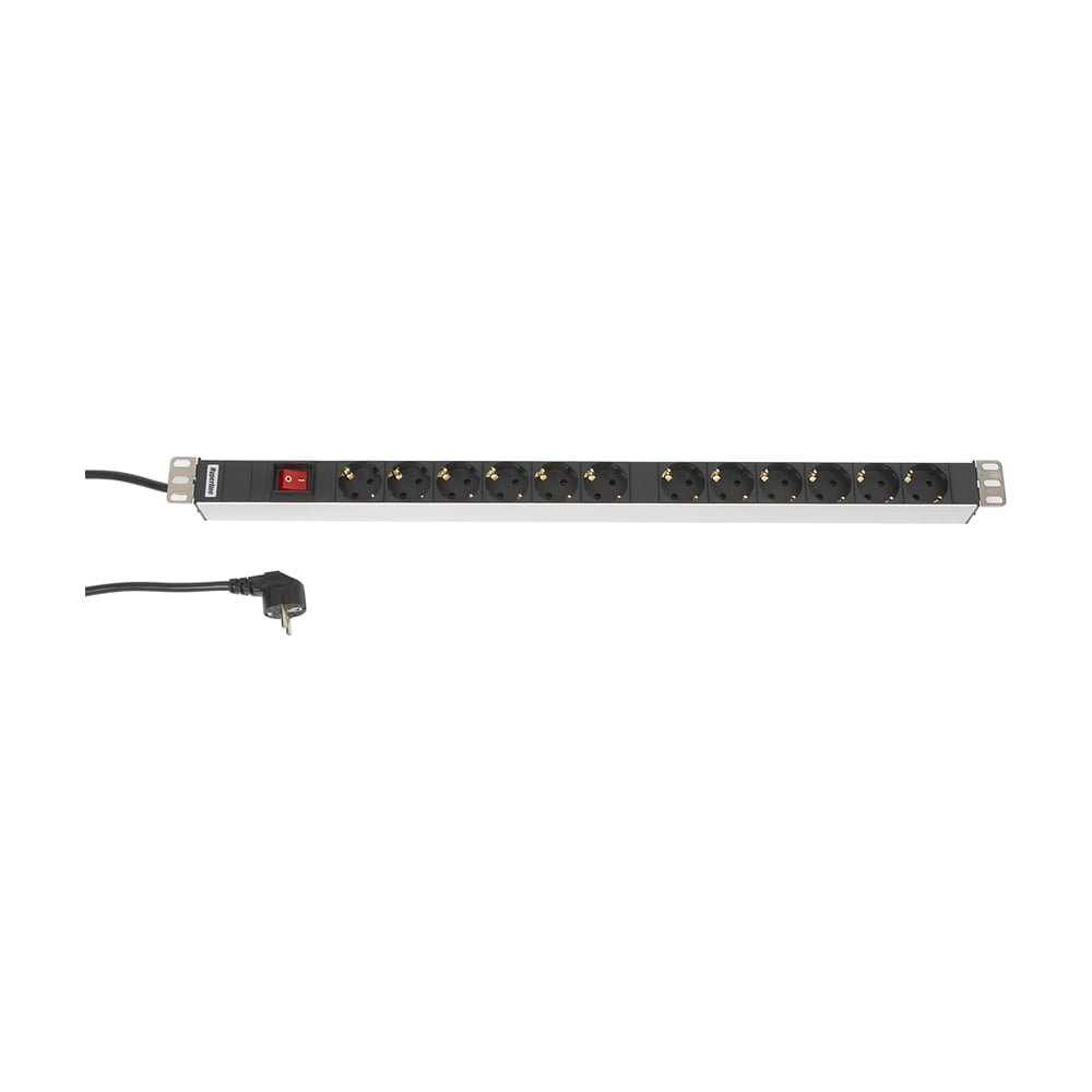 Блок розеток Hyperline SHT-12SH-S-2.5EU вертикальный, 12 розеток Schuko ...