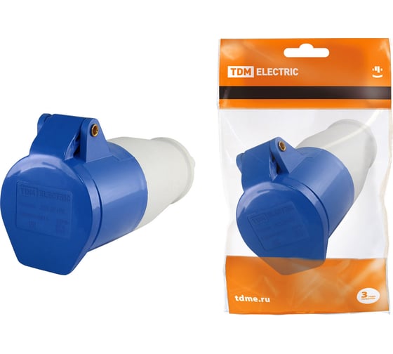 Переносная розетка 233 2Р+РЕ 63А 220В IP54 TDM SQ0603-0016
