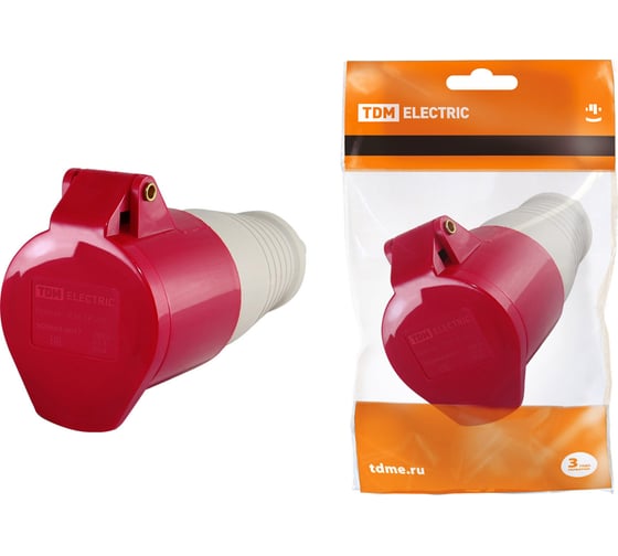 Переносная розетка 234 3Р+РЕ 63А 380В IP54 TDM SQ0603-0017