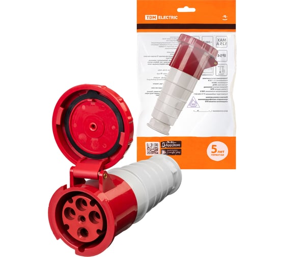 Переносная розетка 234 3Р+РЕ 63А 380В IP54 TDM ELECTRIC SQ0603-0017