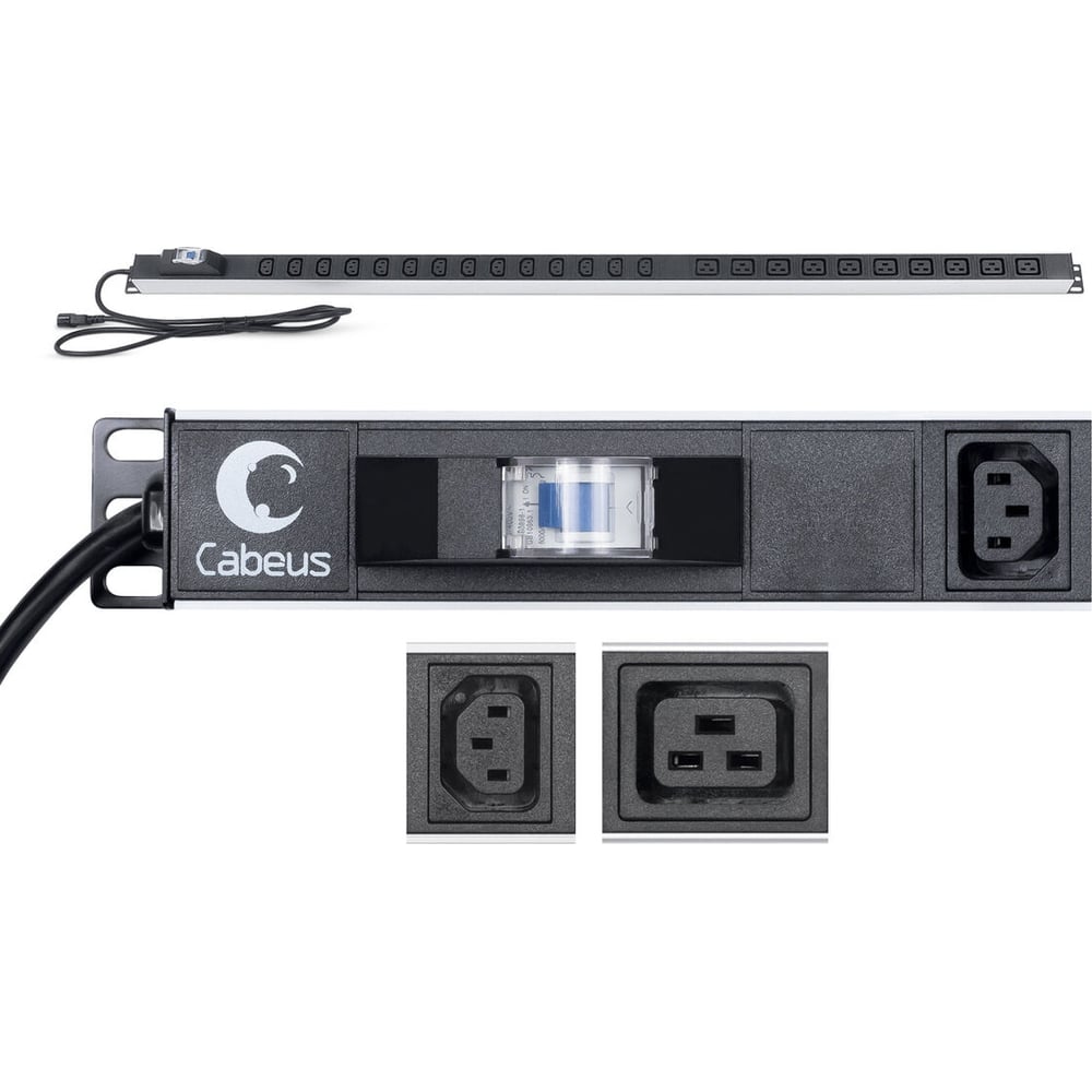 Вертикальный блок розеток Cabeus для 19" шкафов, 10 розеток IEC 320 C19 ...